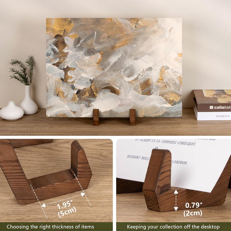 ANBOXIT Plate Display Stand, 3 Pack 8 Inch Plate Holder for Displaying, Decorative Picture Frame Dish Photo Plaque Platter Wood Stand - Image 4